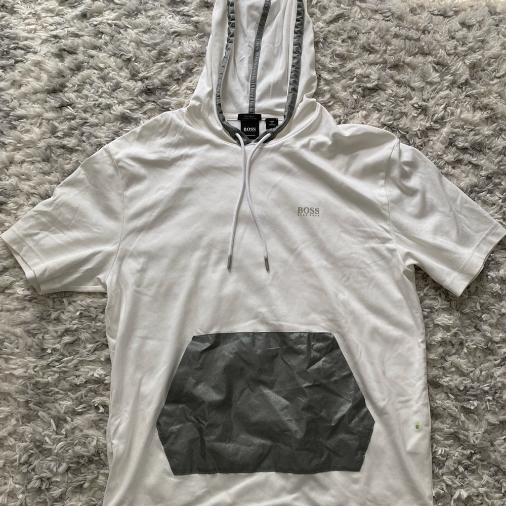BOSS White and Gray Men's Hoodie